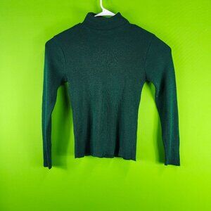 Vintage Izod Of London Green Ribbed Knit Turtleneck Sweater Womens M